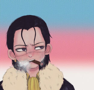 Crocodile from One Piece with the trans flag icon, for personal use on twitter